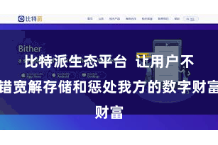 比特派生态平台  让用户不错宽解存储和惩处我方的数字财富
