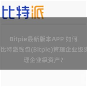 Bitpie最新版本APP 如何通过比特派钱包(Bitpie)管理企业级资产？